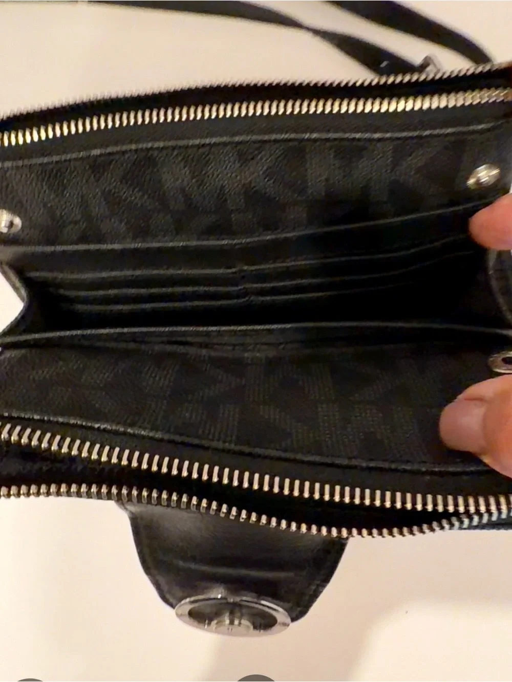 Michael Kors Fulton Black Monogram Crossbody Silver Hardware